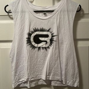 White CycleBar cropped tank- Large